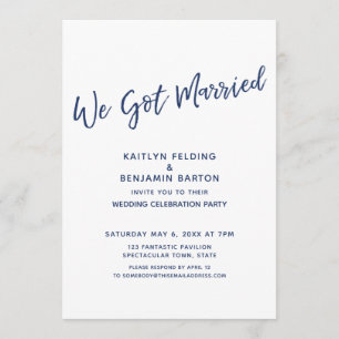 Navy Vi Gift Oss Casual Modern Mottagning Endast Inbjudningar