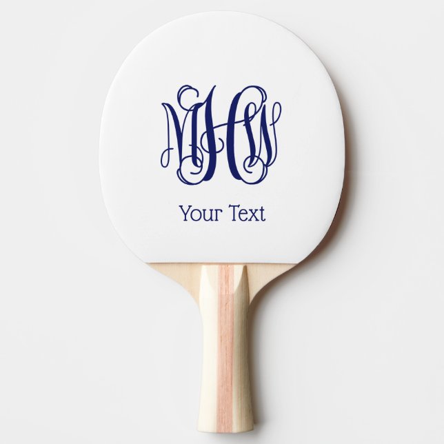 Navy Vine Script Monogram DIY BG Pingisracket (Framsidan)