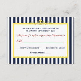 Navy, Vit, Gul, Röd Randig Rullad RSVP-kort OSA Kort