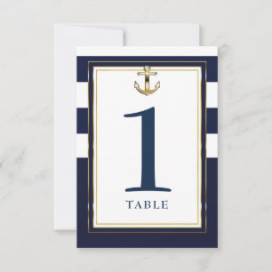 Navy Vit & Guld Ankar Marin Bordsplacering Inbjudningar