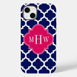 Navy Vit Marockansk #5 Hallon 3 Initialer Monogram