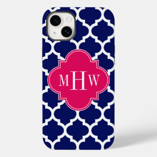 Navy Vit Marockansk #5 Hallon 3 Initialer Monogram