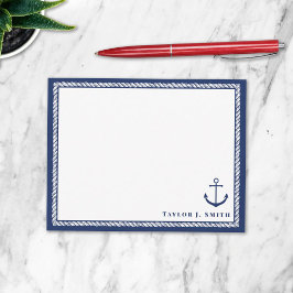 Navy & Vit Nautilus Ankar Rep Personlig Anteckningskort