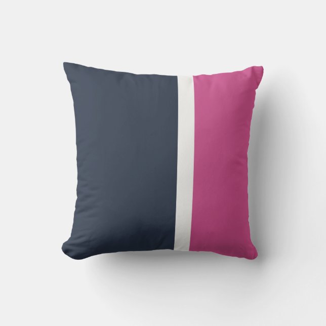 Navy Vit Rosa Modern Randig Utomhus Kudd Kudde (Framsida)