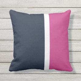 Navy Vit Rosa Modern Randig Utomhus Kudd Kudde