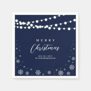 Navy & Vita Ljus God Jul Julfest Firande Pappersservett
