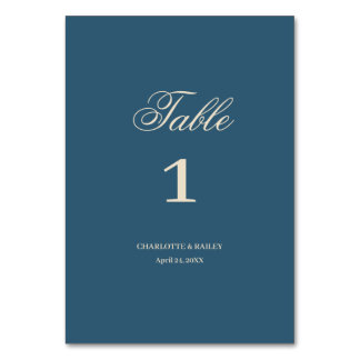 Navy vitt bröllop bordsnummer