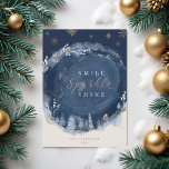Navy Watercolor Bläck & Jewels Winter night Julkort<br><div class="desc">Vår stjärngula juvel-abstrakt vinterkvällens julsamling fångar upp ett royal med en modern abstrakt vrid. Djupa marinblåsor, gyllene och blå juveler och blåblå nyanser skapar en elegant vinter nattambians. Utformningen har vår handdragna marinfärgade abstrakt bläck med accenter av guldjevel, grenar och snö-täckt gräs träd som på ett vackert sätt blandas in...</div>