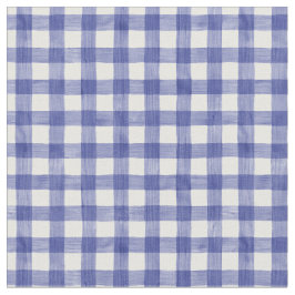 Navy Watercolor Gingham Fabric Tyg