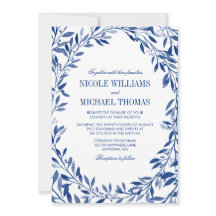 Navy Watercolor Laurel Wandan Bröllop