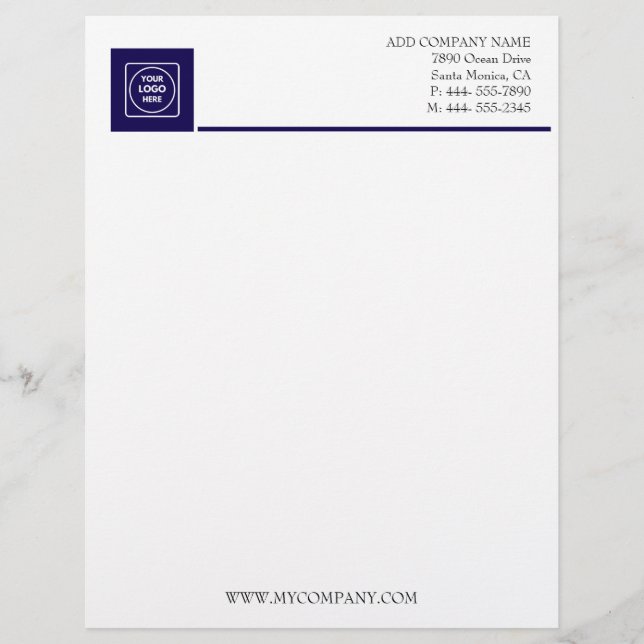 Navy White Basic Business Office letterhead Brevhuvud (Framsida)
