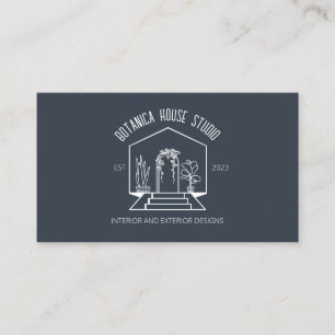 Navy White Botanic Hus Inredare Visitkort