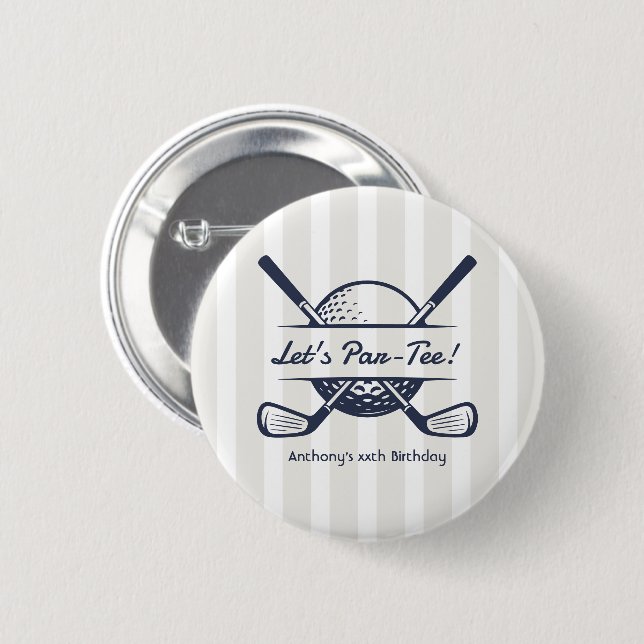 Navy, White & Cloud Dancer Priddy Golf Fest Knapp (Framsida & baksida)