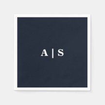 Navy & White Monogram Bröllop Cocktail