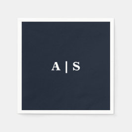 Navy & White Monogram Bröllop Cocktail Pappersservett