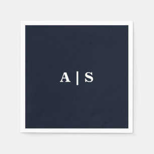 Navy & White Monogram Bröllop Cocktail Pappersservett