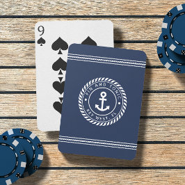 Navy & White Nautical Anchor Boat Name Casinokort