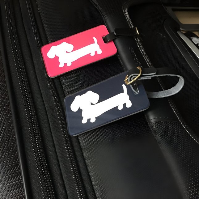 Navy Wiener Hund Luggage Bag Märkre Gift Bagagebricka (Skapare uppladdad)