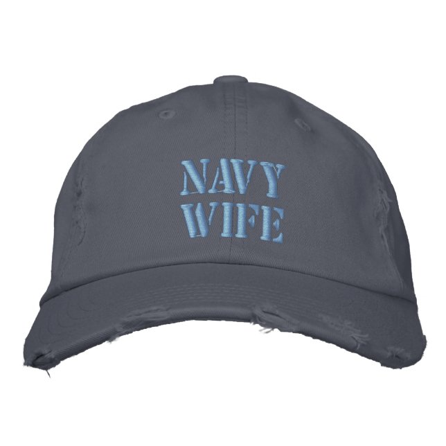 NAVY WIFE Embroized Hat Broderad Keps (Framsida)