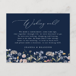 Navy Wildblomme Meadow Garden boho Wishing Wishing Tilläggskort