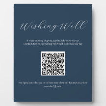Navy Wishing well Sign med QR Code Plaque