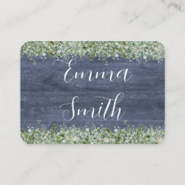 Navy Wood Eucalyptus Wedding Place Cards | Rustic Placeringskort