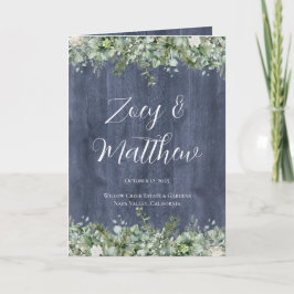 Navy Wood Eucalyptus Wedding Program | Rustic