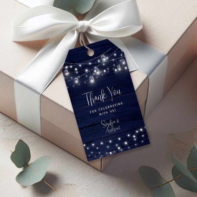 Navy Wood Mason Burk Ljus Bröllop Gift Märkre Presentetikett (Skapare uppladdad)