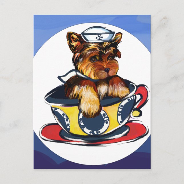 Navy Yorkie Poo Vykort (Framsida)