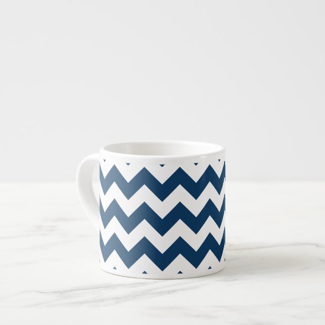 Navy Zigzag, Navy Chevron, Geometric Mönster Espressomugg (Framsida vänster)
