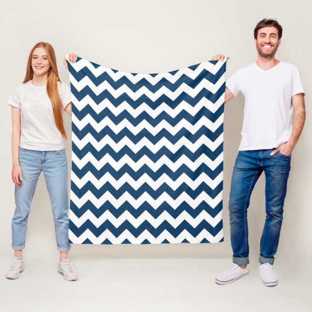 Navy Zigzag, Navy Chevron, Geometric Mönster Fleecefilt (På plats)