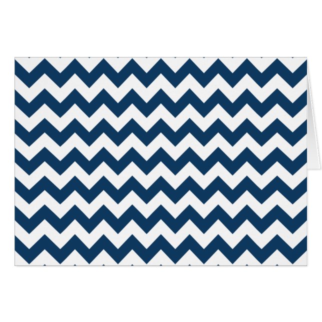 Navy Zigzag, Navy Chevron, Geometric Mönster Hälsningskort (Framsidan Horizontal)