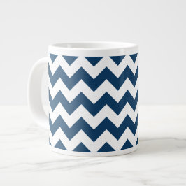 Navy Zigzag, Navy Chevron, Geometric Mönster Jumbo Mugg