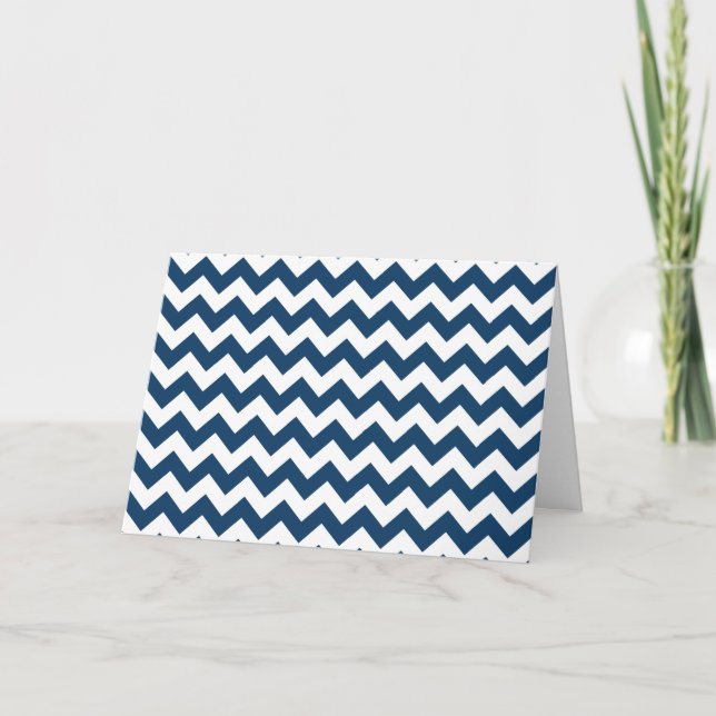Navy Zigzag, Navy Chevron, Geometric Mönster Kort (Framsida)