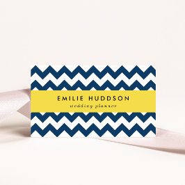 Navy Zigzag, Navy Chevron, Geometric Mönster Visitkort