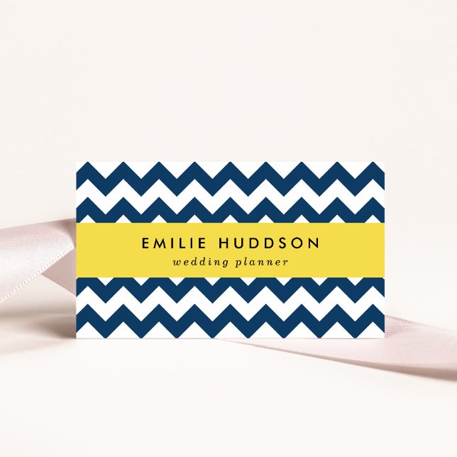 Navy Zigzag, Navy Chevron, Geometric Mönster Visitkort (Skapare uppladdad)