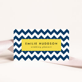 Navy Zigzag, Navy Chevron, Geometric Mönster Visitkort