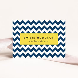Navy Zigzag, Navy Chevron, Geometric Mönster Visitkort