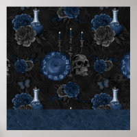 Navy Zodiac Magic | Mörk blått Gothic Skull Ro