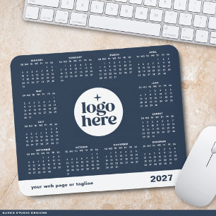 Navyblå 2027 Företag Logotyp Kalender Musmatta