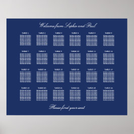 Navyblå 24 bords bröllopsställningsdiagramaffisch poster