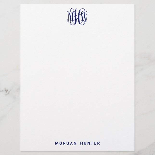 Navyblå 3 Initial Vinstil Monogram Gör-det-själv B Brevhuvud (Framsida)
