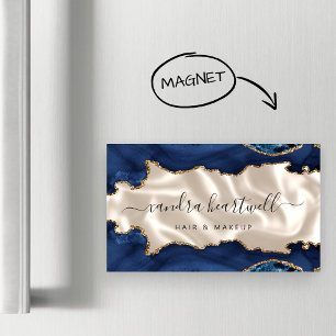 Navyblå Agat Guld Glitter Elfenben Lyx Magnetiska Visitkort