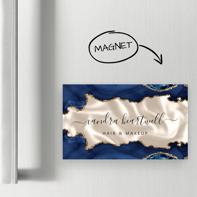 Navyblå Agat Guld Glitter Elfenben Lyx Magnetiska Visitkort (Skapare uppladdad)