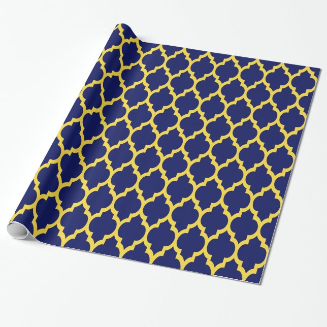 Navyblå Ananas Gul Marockansk #4 Presentpapper (Utrullad)