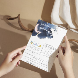 Navyblå baby shower förutsägelse och rådgivningssp inbjudningar