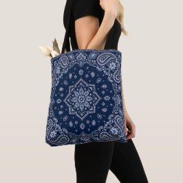 Navyblå bandana-paisley-handväska | Stor väska