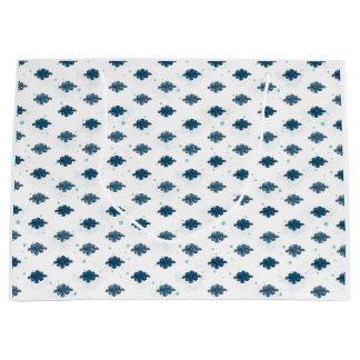 Navyblå bandmönstrad stor blank presentbag