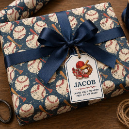 Navyblå Baseball Barnkalas Vattenfärg Presentpapper