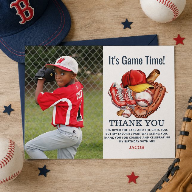 Navyblå baseboll barn födelsedagsfest watercolor vykort (Navy Blue Baseball Kids Birthday Party Watercolor Postcard)
